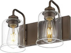 zeyu Oil Rubbed Bronze Bathroom Light Fixtures, 2-Light Bath Vanity Light, 12.5 Inch Farmhouse Wall Sconces with Clear Glass Shade, ZSL72B-2W ORB
