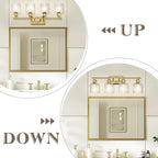 zeyu 27'' Modern Vanity Lights Over Mirror, 4-Light Brushed Gold Wall Light for Mirror Bedroom, Brushed Gold Finish with Clear Hammered Glass, ZJF63B-4W BG