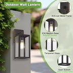 GRUENLICH Waterproof Large Outdoor Wall Lanterns, Modern Porch Sconces with Clear Glass Shade, E26 Socket Max 60W, IP65, Metal Frame, for Patio, Front Door, Entryway, Oil Rubbed Bronze Finish, 2-Pack