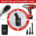 Universal Joint Swivel Socket Adapter 3/4" Drivers,U-Joint Drive CR-MO Impact Grad Wobble Socket Wrench Set