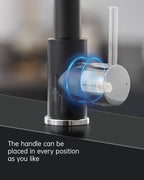 Fapully Kitchen Sink Faucet, Pull Down Kitchen Faucet, Black and Chrome Kitchen Faucets with Sprayer, Single Handle Single Hole Faucets for Kitchen Sinks