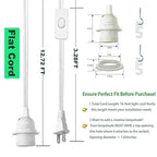 Plug in Pendant Light Cord Kit - 16Ft Light Bulb Socket with Cord E26/E27 Hanging Lantern Lamp Cable with Switch,Socket Rings, 4 Pack, White