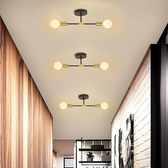 2 Lights Bathroom Wall Sconce Vanity Modern Industrial Wall Lamp Pole Wall Mount Lighting Fixture（Gold/Black Color）