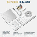 Shower Faucet Set Bathroom Square Rain Shower Head and Handle Set, Wall Mounted Shower Fixtures, Full Metal Trim Repair Kit 12 inch Polished Chrome (With Shower Valve)