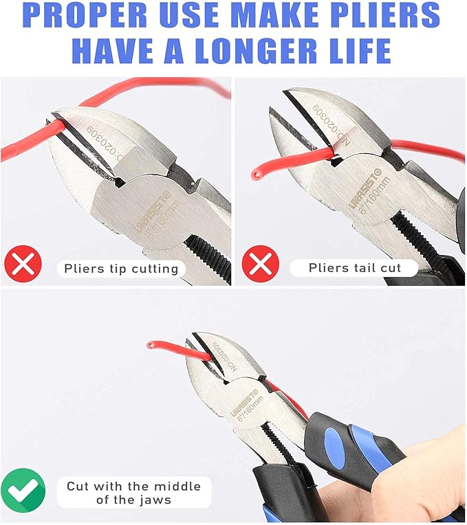 6-Inch Side-Cutting Pliers Diagonal Pliers with heavy Duty Nickel Chromium Steel Construction