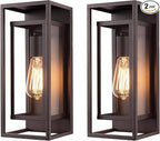 mirrea 14" Classic Outdoor Wall Sconce 1 Light in Rectangular Metal Frame and Clear Glass Shade Waterproof Porch Light Patio Light Pack of 2 (Oil Rubbed Bronze)