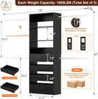 Aheaplus Closet System Set of 2, 4-9Ft Wood Closet Organizer with Drawers & Shelves, Closet Organizer System with 8 Hanging Rods, Walk-in Closets Organizer Wardrobe Closet Rack, Black1