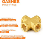 GASHER 2PCS Brass Pipe Fitting, Cross 4 Way Pipe Fitting, 1/8" NPT Female Pipe
