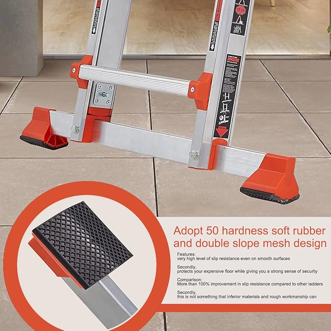 Ladder, A Frame 6 Step Ladder Extension, 22 Ft Anti-Slip Multi Position Ladder, Storage Folding Ladder, 330 lbs Security Load Telescoping Aluminum Ladders for Stairs Home Indoor Outdoor Roof