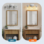 PARTPHONER 3-Light Bathroom Light Fixtures, Brushed Nickel Modern Vanity Lights, Bathroom Lighting Fixtures Over Mirror, Square Design Farmhouse Wall Sconces with Clear Glass Shades