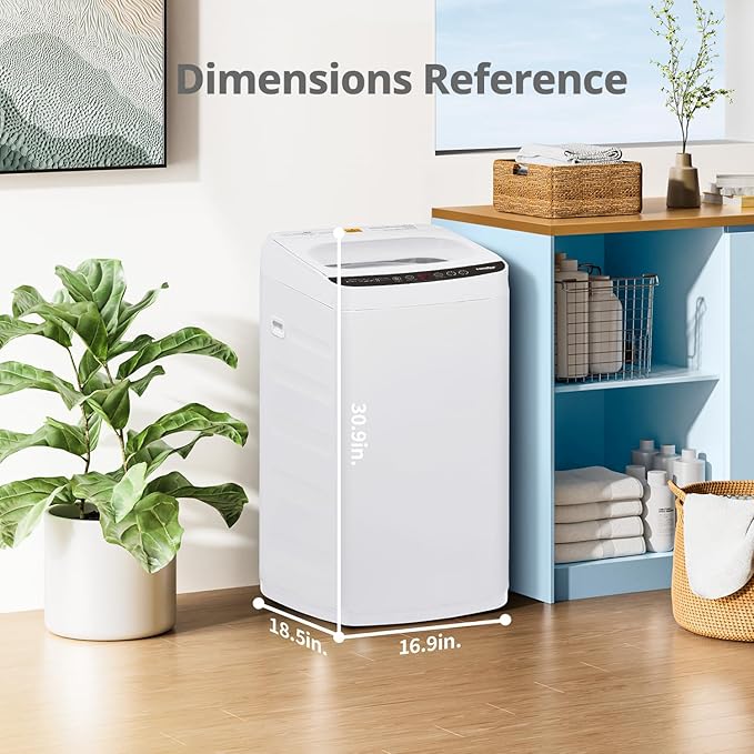 COMFEE' Portable Washing Machine, 0.9 cu.ft Compact Washer With LED Display, 5 Wash Cycles, 2 Built-in Rollers, Space Saving Full-Automatic Washer
