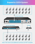 ZOSI 24CH 4K PoE Security Camera System with Face/Person/Vehicle Detection,16 Port 24CH 8MP NVR with 4TB HDD,2 Way Audio,Night Vision,16x 4K Outdoor IP Dome Cameras,Dual Disk-Backup for 24/7 Recording