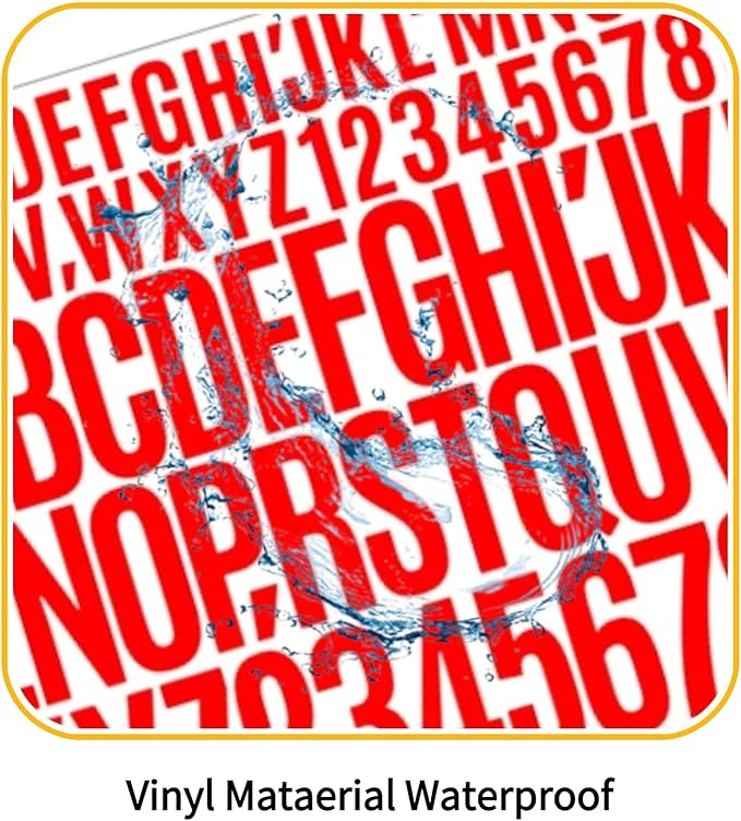 10 Sheets 780 Pcs Vinyl Letter & Number Stickers - Waterproof, Self-Adhesive Alphabet for Mailbox, Door, Window, Cars, Boats, Address (Red, 1in&2in)