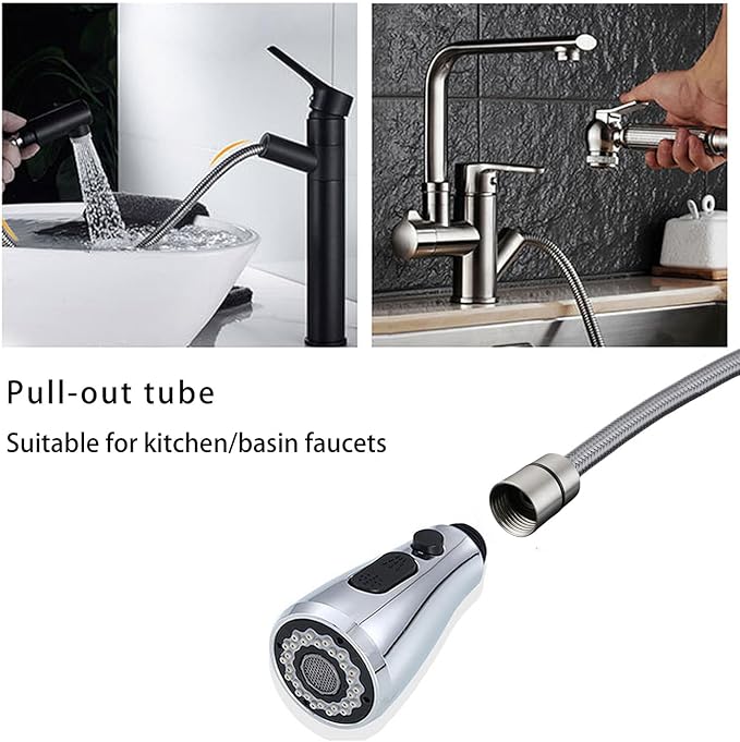 Spray Hose for Kitchen Faucet, 59-inch Pull-Out Sink Replacement, Pull Down Hose