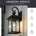 zeyu 21.2 Inch Outdoor Wall Fixture, Large Outdoor Sconce Lights for Patio Garage, Die-Cast Aluminum with Water Ripple Glass, Black Finish, ZD99B-M BK-WP