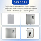 SP20075 Pilot and Igniter Assembly Replacement Kit for Natural Gas Water Heater Compatible with Rheem, GE