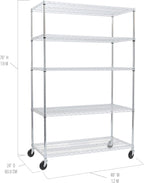 Seville Classics UltraDurable Heavy Duty NSF Solid Steel Wire Rack Storage Unit Organizer for Garage, Warehouse, Office, Restaurant, Classroom, Kitchen, 5-Tier Shelving, 48" W x 24" D