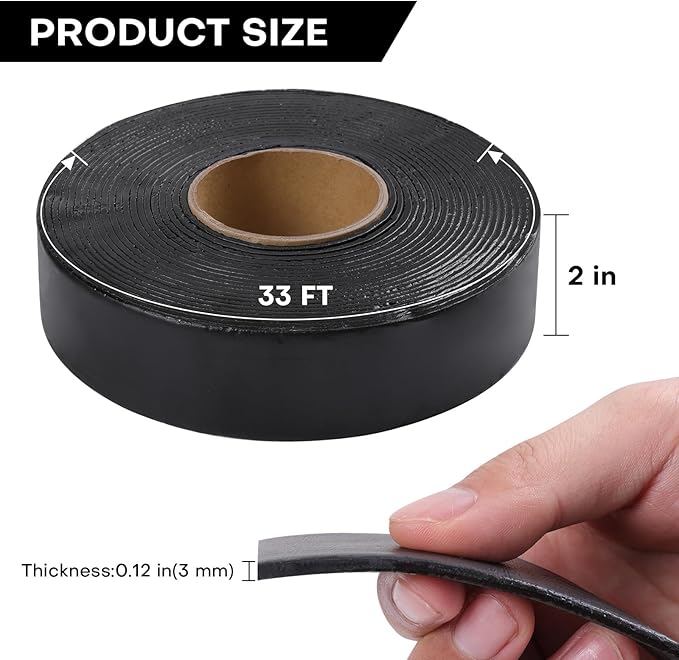 Boshen 1 Roll 2in x 33 FT Asphalt Crack Tape Self-Adhesive Asphalt Crack Filler Asphalt Joint Repair for Driveway Parking Lot Roof Asphalt Cement Road(3mm Thick), No Torch Required