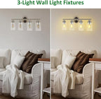 DLLT Bathroom Light Fixtures, Silver 4-Light Wall Sconces Lighting with Clear Glass Shade, Bath Vanity Light for Power Room, Mirror, Kitchen, Bedroom, Hallway (E26 Base Bulbs Not Included)