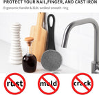 Cast Iron Cleaner Scrubber with Long Handle- Welded Fine Chain Mail Scrubber Cleaning Kit- Metal Brush Chainmail Scrubbing Sponge to Clean Skillet, Dishes, Griddle, Wok, Dutch Oven Scrub