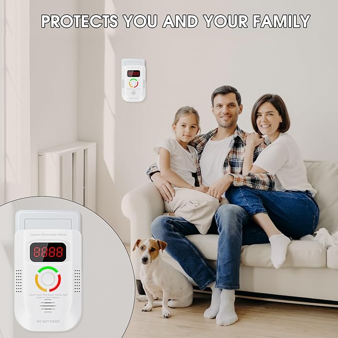 Carbon Monoxide Detectors Plug in, Portable CO Detector with LED Digital Display, Carbon Monoxide Alarm with Audible and Visual Alarm & Test Mute Button, CO Alarms Monitor for Home/Kitchen/Hotel
