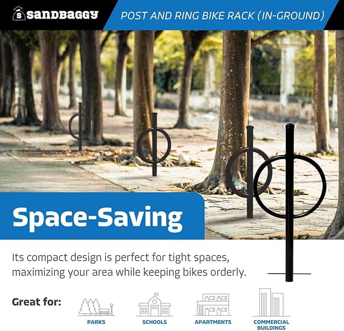 Sandbaggy Post and Ring Bike Rack - Commercial Outdoor Bike Parking Racks (In-Ground, 1)