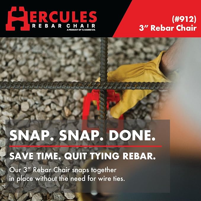 HERCULES 3" Rebar Chair - (50 Count) Superior Strength & Quality Concrete Snap Rebar Chair