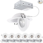 4inch Gimbal LED Recessed Light Recessed LED 4 inch White Swivel Gimbal Canless Light 360° Rotation 90° Tilt 4" 9W Eyeball Lighting Dimmable Adjustable Can Spotlights 5CCT White 4 inch 6 Pack