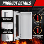 Fire Extinguisher Cabinet Wall and Surface Mount for 5-12 pounds Extinguisher, 23.6" H x 10.2" W x 6.7"D White Steel Fire Extinguisher Mount with Lock for Indoor Outdoor, with Full Clear Acrylic Door