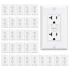 ELEGRP GFCI Outlet 20 Amp, Self-Test GFI Electrical Outlet with Narrow Design, GFCI Receptacle with LED Indicator, UL Listed, White, Wall Plate Included, 30 Pack