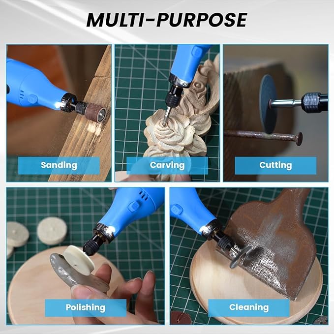 HARDELL Cordless Rotary Tool 4V, 6-Speed Mini Rotary Tool with Digital Display, 80Pcs Accessories, Type-C Charging Multi-function Engraving Tool for Cutting, Sanding, Grinding, Drilling