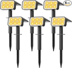 Solar Spot Lights Outdoor, [6 pack/118 LED] 4 Modes Auto On/Off Solar Landscape Spotlights, Ip67 Waterproof Solor Powered Pathway Lights for Outside Yard Garden Walkway Tree Patio (Warm White)