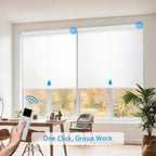 Motorized Blinds with Remote Cordless Automatic Motorized Shades Custom Blinds for Windows Smart Curtains Compatible with Alexa Google Home(Light Filtering Cloud White,W37 x H72in)