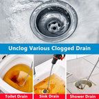 Drain Snake, Spring Drain Clog Remover with Electric Drill Connector, Durable Metal Drain Hari Cleaner Tool for Shower Kitchen Sink Bathroom Toilet Clogged Unclogger,1 Pcs 196.8 Inch 16.4 FT