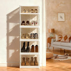 5-Tier Plastic Foldable Storage Cabinet with 3-Side Transparent Panels, Dust-Proof Lightweight Design, Built-in Wheels for Easy Mobility, Space-Saving, Foldable Multifunctional Storage Cabinet