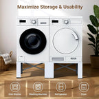 SKM 2-in-1 Washer & Dryer Pedestal Stand, 29" Universal Laundry Raiser for 4.8-5.3 cu. ft. Machines | Heavy-Duty Steel, 700LB Capacity | 12.6" Ergonomic Height, White