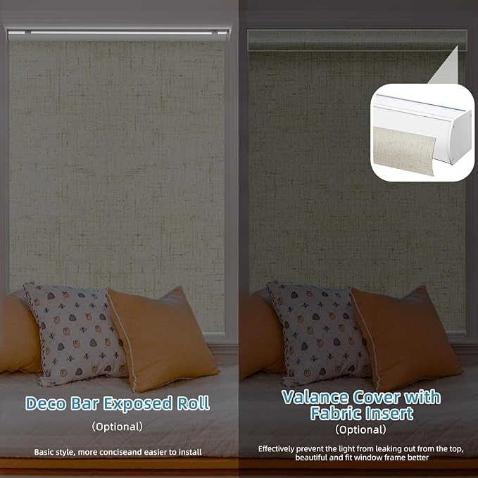 SmartWings Motorized Smart Blinds with Remote, Custom Automatic 100% Blackout Roller Shade Compatible with Alexa/Homekit/Google, Electric Smart Blinds for Indoor Windows, Linen Stone