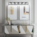 Ralbay Modern Matte Black Bathroom Vanity Light Fixtures 6 Lights Acrylic Modern LED Black Vanity Lights for Bathroom (4500K Neutral White Light)