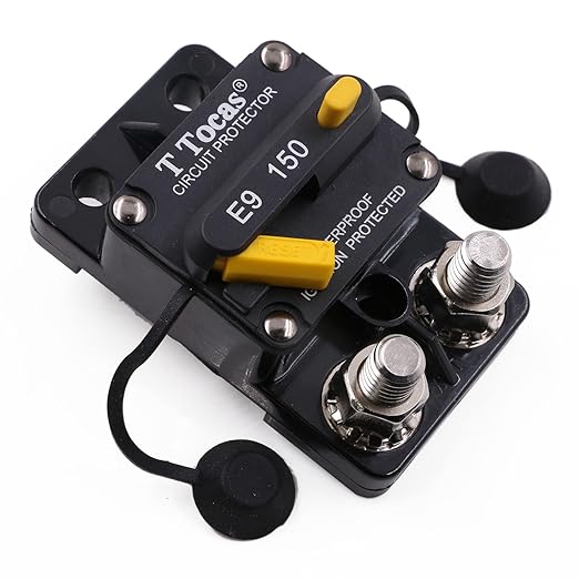 E9 150A Amp Circuit Breaker Double 3/8" Studs with Manual Reset 12V - 48V DC | UL Certified, Waterproof IP67 150A Switchable