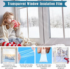 Window Insulation Kit, 63 × 394" and 87 × 110"Plastic Window Coverings for Winter, Thicken Window Shrink Film Insulator Kit Windows Waterproof Winterizing with Double-Sided Tape
