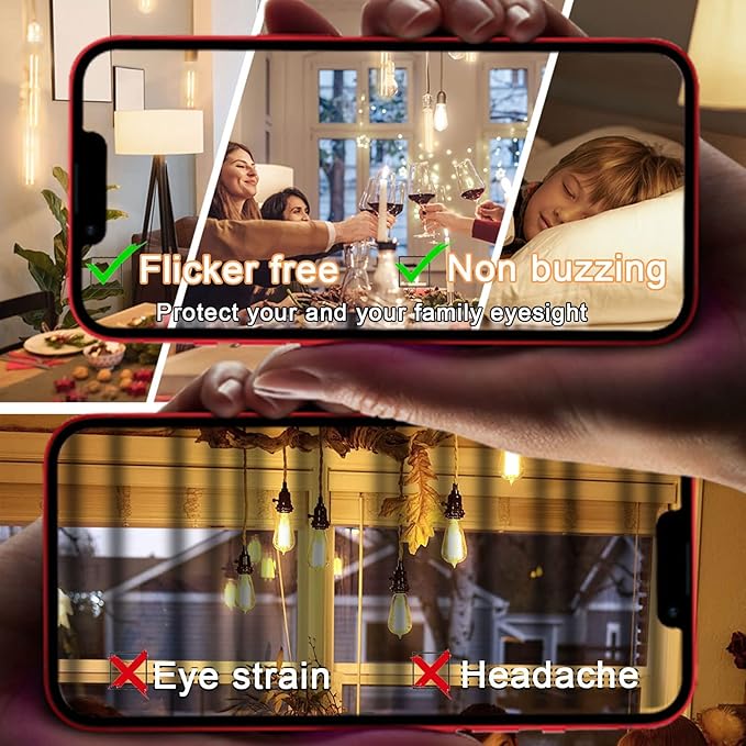 7.3 Inch E26 Led Bulb 6W Dimmable, 2700K Soft White Edison Bulbs 800LM, Equal 80 Watt Tubular T10 T9 Long Clear Glass Light Bulb for Rustic Pendant Industrial Pipe Wall Sconces - 2Pack