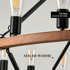 Extra Large 63'' Wooden Wagon Wheel Chandelier Farmhouse 3 Tier 48 Lights Black Rustic Round Wood Pendant Light Fixture for High Ceiling Living Dining Room Foyer Villa Staircases