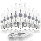 12 Pack C7 Flickering Flame Light Bulbs, Clear E12 Flickering Flame Bulb, Ideal for Christmas & Halloween Candelabra Light Bulbs & String Light Replacement, 1W, 120V