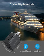 TROND Multi Plug Outlet Extender 2 Pack - Horizontal Electrical Wall Outlet Splitter, 3 Way Plug Extension Outlet Adapter, Multiple Plug Extender for Home Office Cruise Ship Essentials, Black