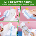 Cleaning Brush Set for Washing Machine, Bathroom, Shower & Kitchen - Scrub Brushes with Long Handle, Stiff Bristles, Crevice Tool - Tile, Bathtub, Sink, Grout Cleaning Brushes Household Tools