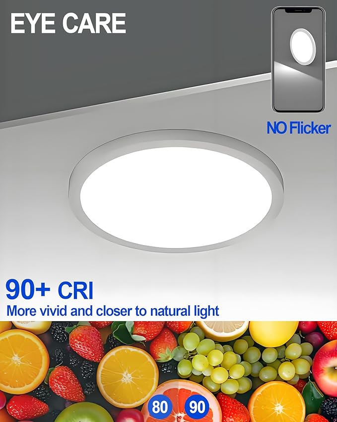 6 Inch Recessed Ceiling Light, Dimmable, 1050LM, 2700K-5000K 5CCT, Ultra-Thin, 1 Pack LED Recessed Lighting for Kitchen, Bedroom and Living Room