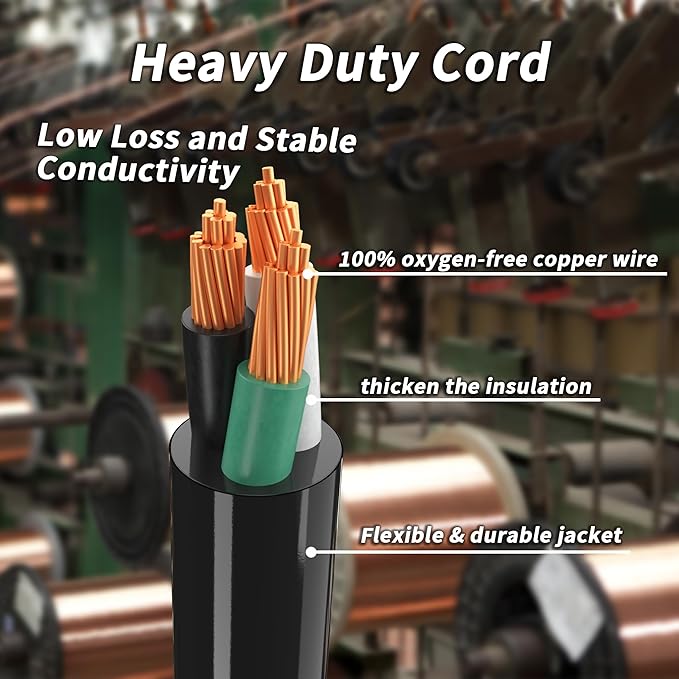 50 FT Outdoor Extension Cord with Multiple Outlets, 16/3 Gauge Heavy Duty Extension Cord Evenly Spaced 6 Outlets Plugs with Lighted Waterproof, 13AMP 1625W 125V 16AWG SJTW Black, ETL Listed