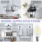 E12 Candelabra Bulb, 5000K Daylight, 6W Equivalent to 60 watt, E12 LED Bulb Non-Dimmable, Chandelier Light Bulbs, B10 Candle Light Bulbs, 90+CRI, 600LM, Cear Glass, 12 Pack