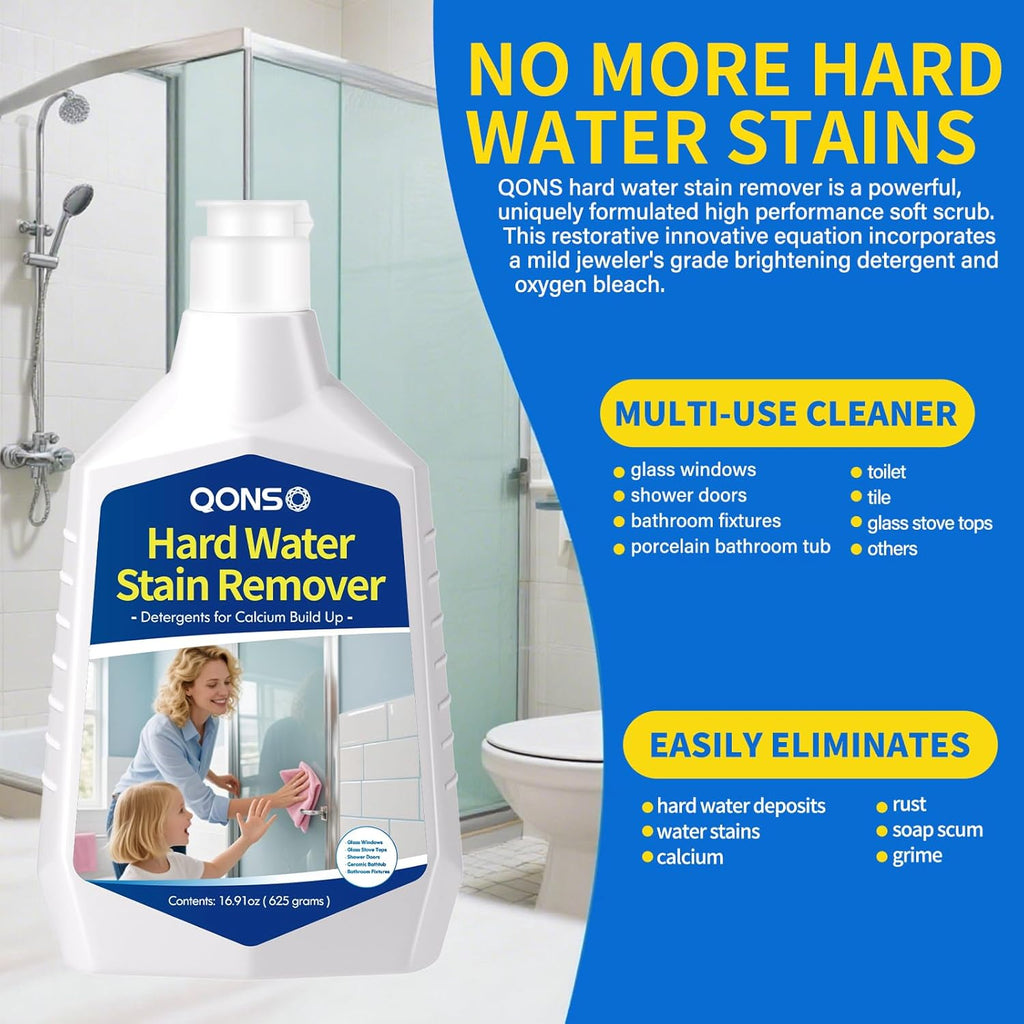 Hard Water Stain Remover, Shower Glass Door Cleaner Cream For Hard Water Stain,Bathroom Glass,Windows,Tile,Grout,Toilet Bowl,Calcium Build Up,Hard Water Cleaner 16.91 Oz (670 Grams)