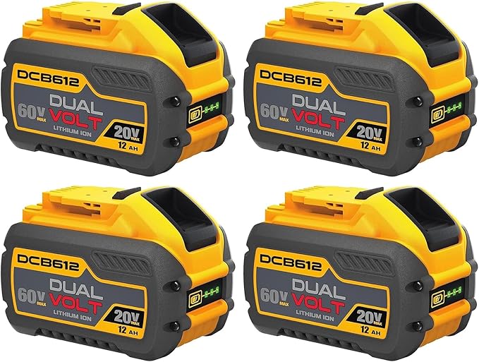 60V Battery 12ah Replacement for Dewalt Batteries 60 Volt DCB606 DCB609 DCB612 4 Pack, Compatible with Dewalt 20V 60V Cordless Power Tools